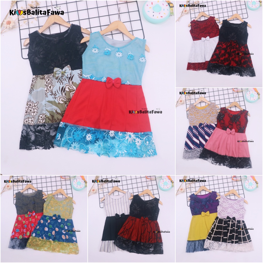 Dress Zulfa uk 1-2 Tahun / Dres Brokat Anak Perempuan Pakaian Cewek Import Baju Brukat Balita