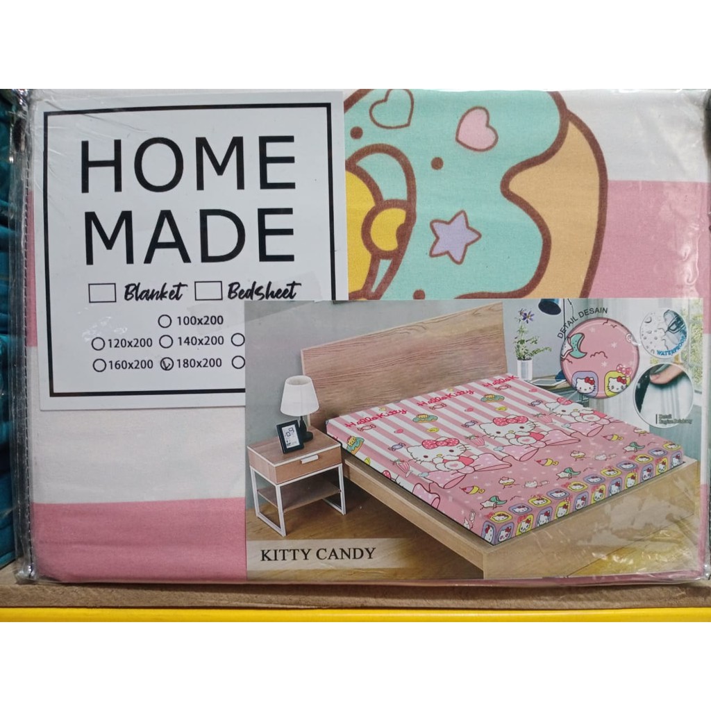 Sprei WaterProof Sprei Anti Basah Anti Ompol Motif Polos & Karakter - Uk. 180x200 No.1 King Terlaris