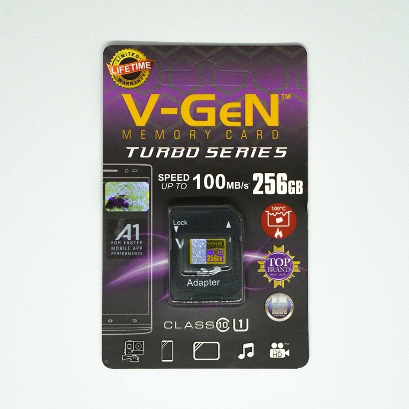 Micro SD 256GB A1 VGeN Turbo Series 100MB/s Memory Card 256 GB Vgen