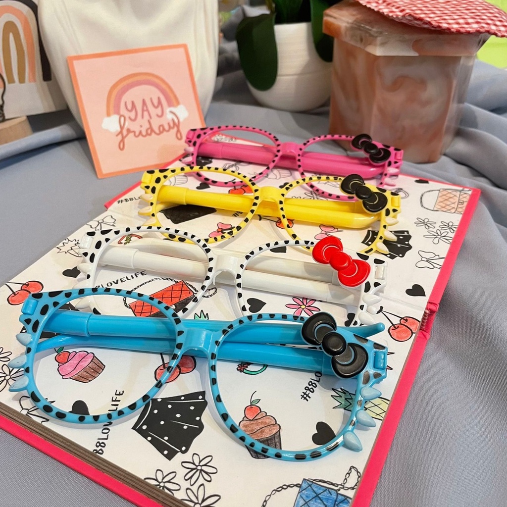 PULPEN LUCU BENTUK KACAMATA IMUT ISI 2 PEN ADA 4 MODEL WARNA TERMURAH STATIONARY UNIK PERALATAN ALAT