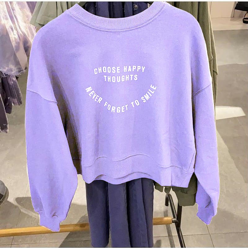 CHOOSE HAPPY SWEATER CROP OVERSIZE - ATASAN WANITA BIG SIZE TERLARIS