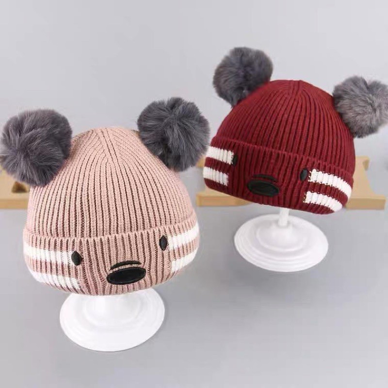 bobo_store03 - TOPI ANAK TOPI RAJUT POMPOM KOALA TOPI BAYI KOALA RAJUT