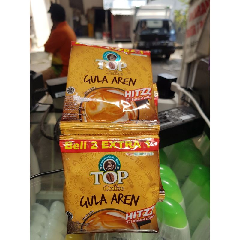 

TOP Kopi Gula Aren 22gr per renteng isi 15 sachet 2 gratis 1