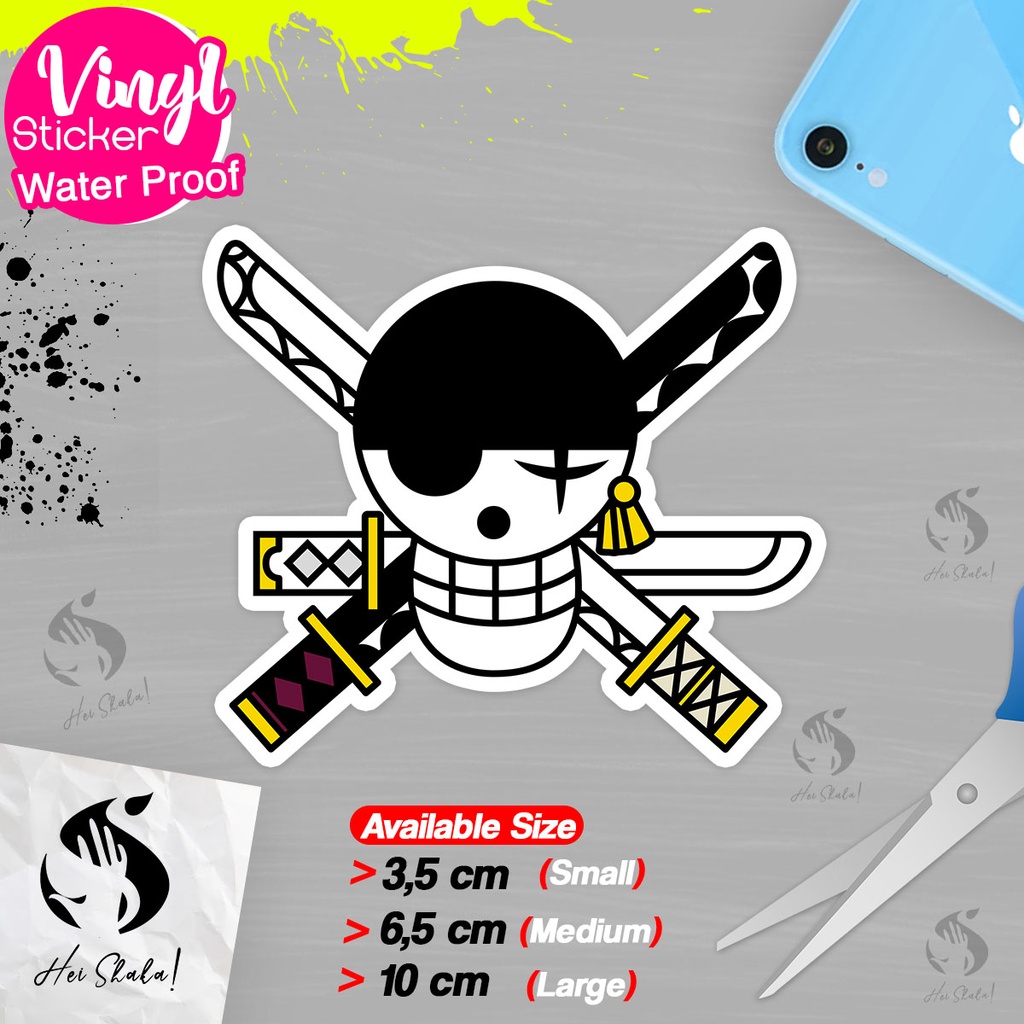 

Stiker One Piece Roronoa Zoro Pirate Logo Sticker Anime Jepang Bahan Vinyl Anti Air