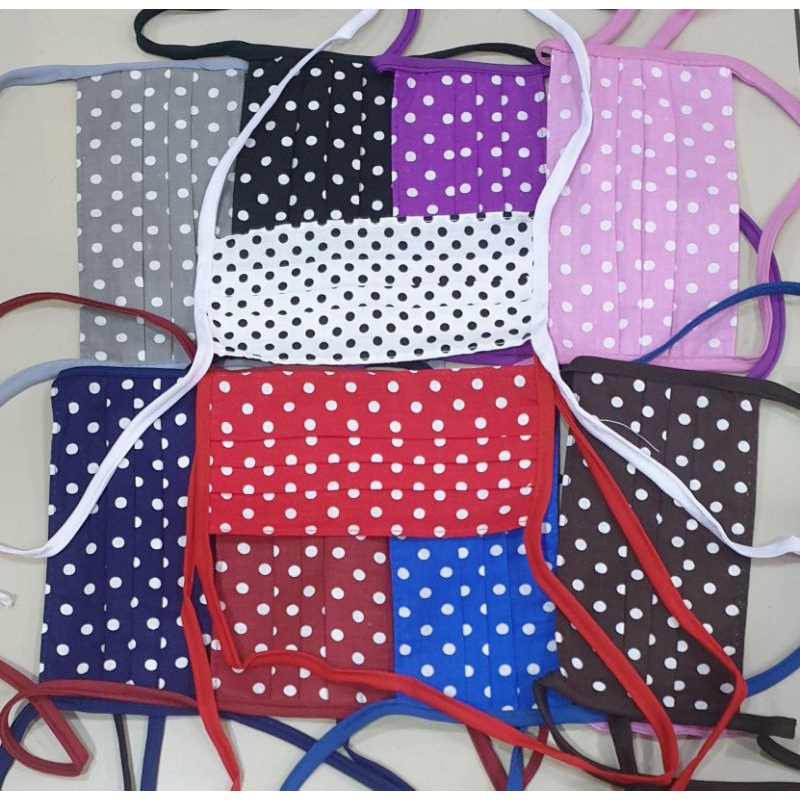 TAKASHI MASKER KAIN HIJAB MOTIF POLKADOT TALI PANJANG