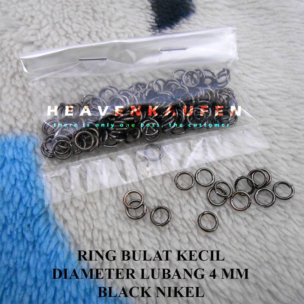 Ring Bulat Gantungan Kunci Black Nikel - Ring Bulat Kecil Black Nikel Diameter Lubang 4 mm