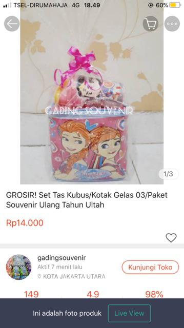 Grosir! Set Tas Kubus Tempat Makan Gelas 05/paket Hadiah Souvenir