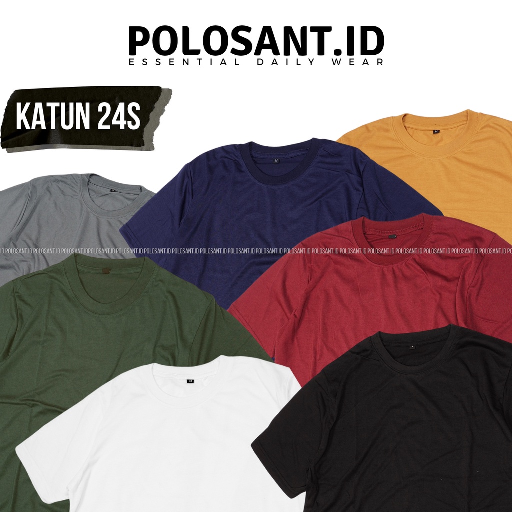 [COD] Kaos Polos Cotton Combed 24s Premium Lengan Pendek Unisex Cewek Cowok Pakaian Oblong Katun Original POLOSANT.ID