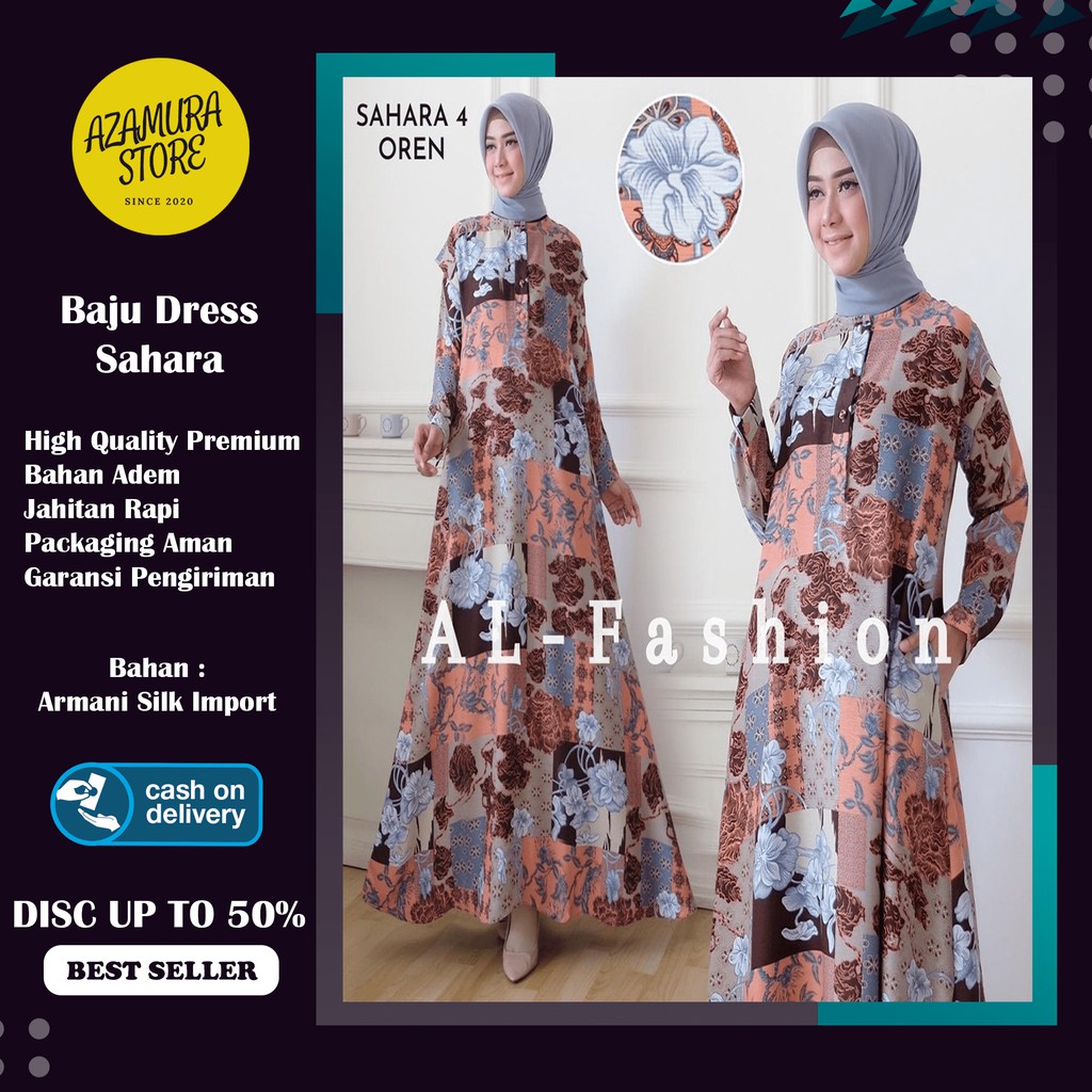 Dress Wanita Import Muslim Bahan Armani Silk BDS 002