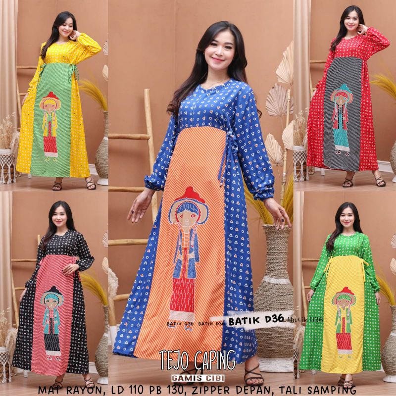 Gamis Longdress Tejo Caping Rayon super Zipper Depan