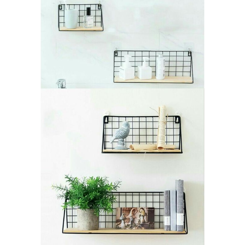 rak dinding tempel RADIT HITAM ZIG-ZAG rak serbaguna organizer shelf grid wire mesh original