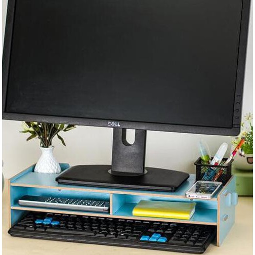 RAK DESKTOP STORAGE PC KOMPUTER MEJA KAYU LAPTOP NOTEBOOK MONITOR BUKU