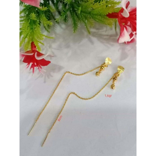 Perhiasan Emas 916 23karat anting-anting model motif lovemainan bulat