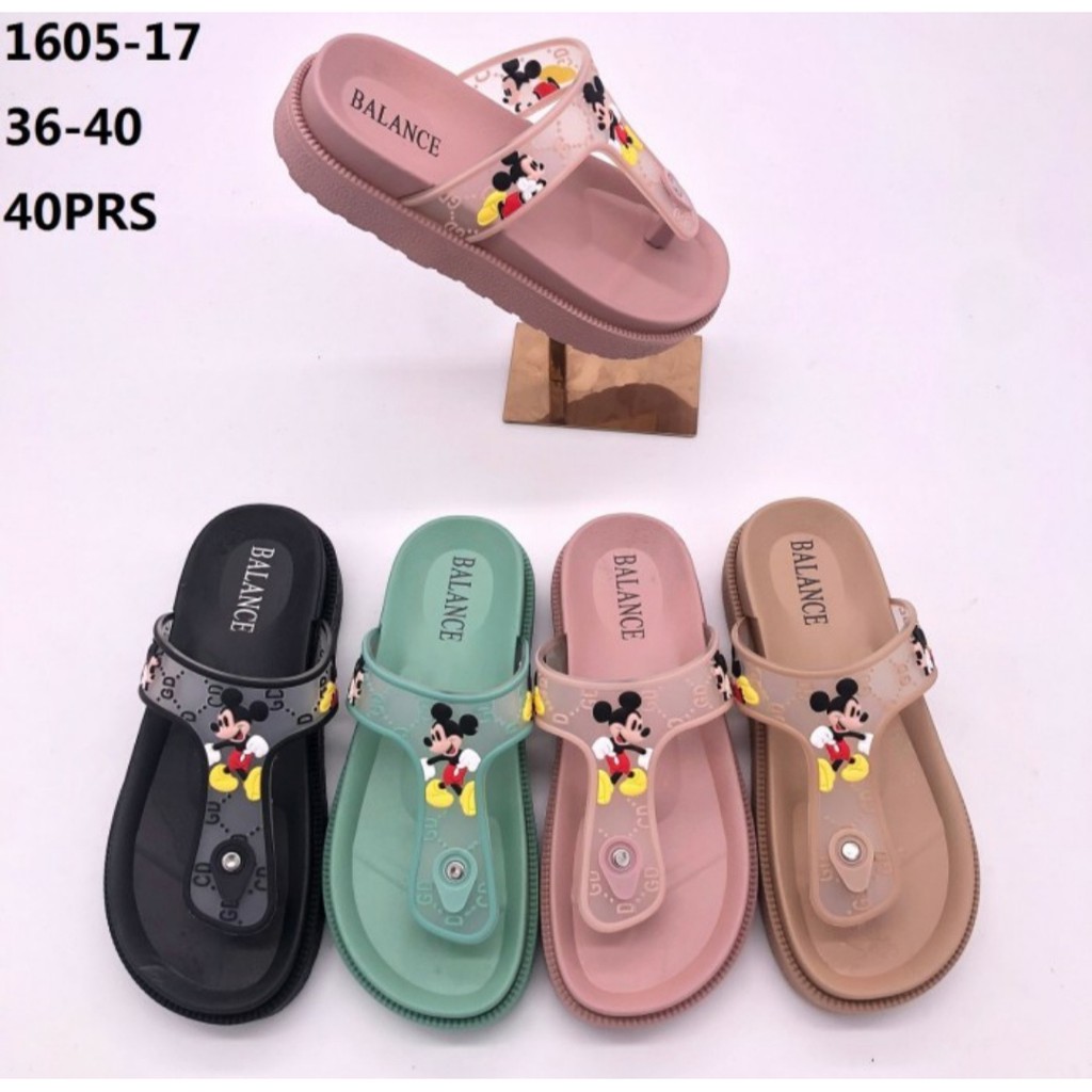 Sandal Jepit Jelly Wanita Motif Mickey Mouse Balance 1605-17