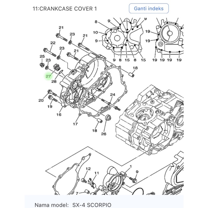 OTOMOTIF SPARE PART MOTOR RJ2495 TUTUP OLI MESIN SCORPIO