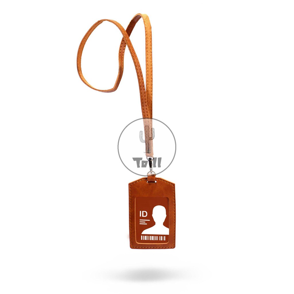 Name Tag Id Card Holder Kulit Souvenir Holder Kantor Muqten Patuk Multifungsi Di Kait Dan Di Kalung