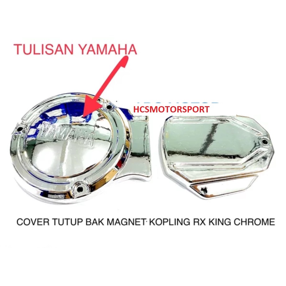 TUTUP BLOK BAK MAGNET KOPLING RX KING CHROME TULISAN YAMAHA CHROME KILAT