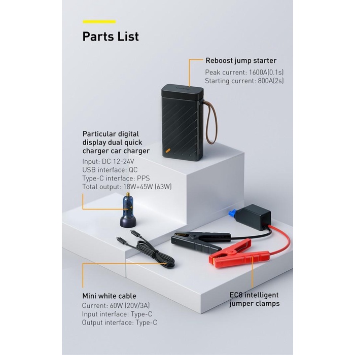 Baseus Jump Starter Portable Power Supply Pd Qc Ac 220V 100W 16000Mah