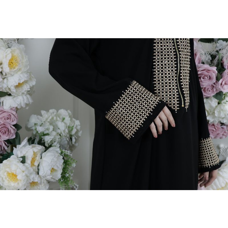 Gallery Exclusive Abaya Hitam Gamis Bordir Turkey Azwa Busui