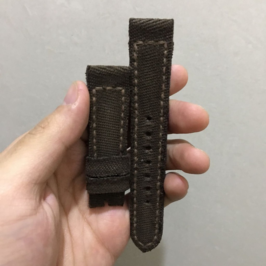 Handmade Leather Ori Gunny Straps Canvas Dark Brown For Rolex Submariner GMT Master 2 Deepsea