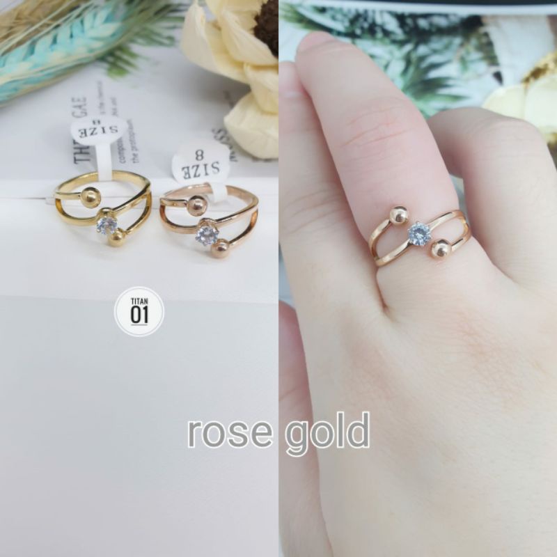 Cincin Permata Tengah Satu Titanium N07082101