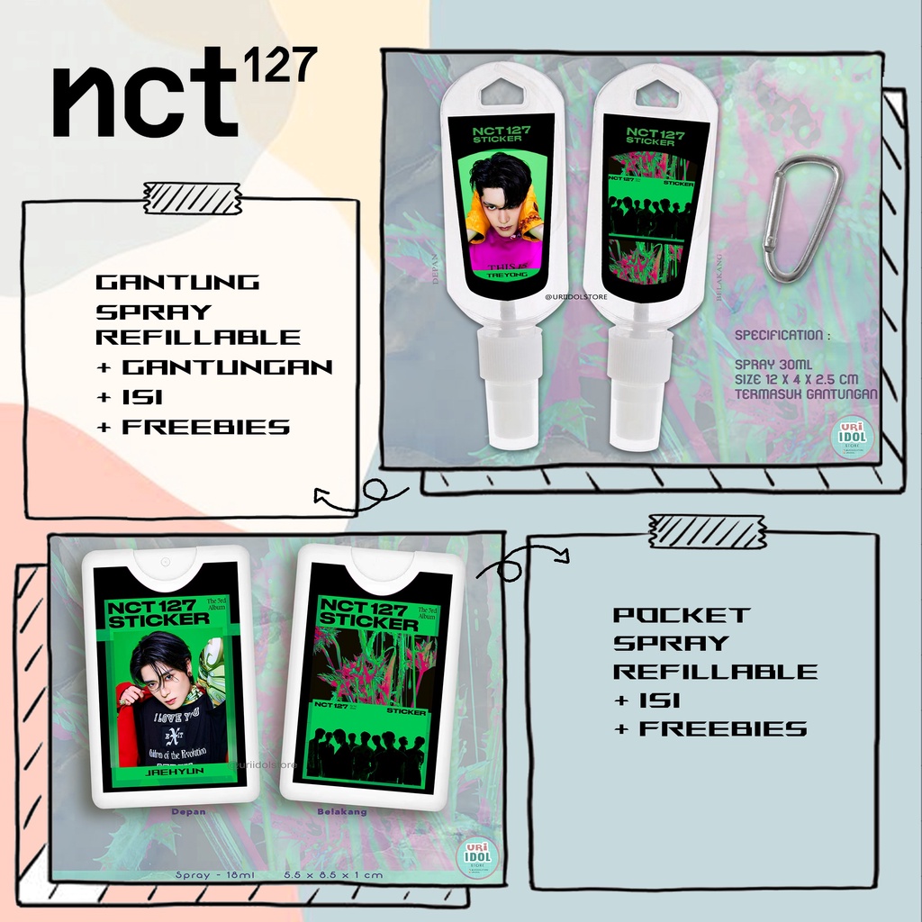 NCT 127 Hand Sanitizer POCKET  / GANTUNG SPRAY - STICKER Album - NCT 127 Hand sanitizer - NCT