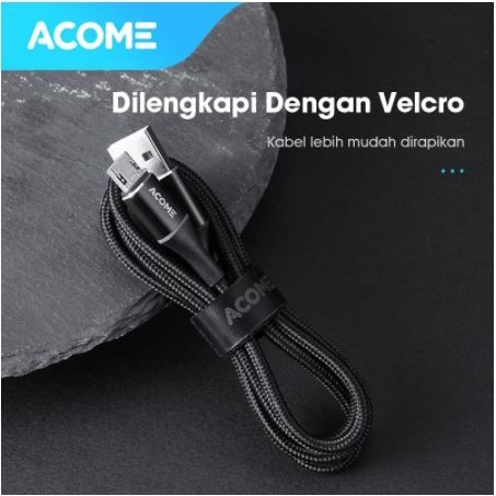 ACOME AOM-010 KABEL CHARGER MICRO USB LED CABLE FAST CHARGING 2.4A VIVO OPPO