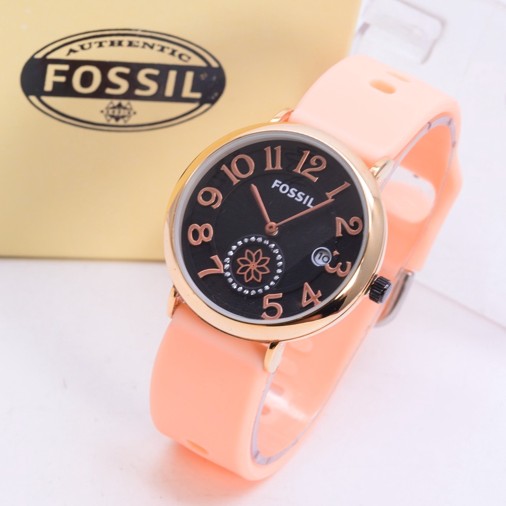 JAM TANGAN FASHION WANITA F DETIK 8509 HP TANGGAL AKTIF TALI RUBBER FREE BOX ORIGINAL & BATERAI