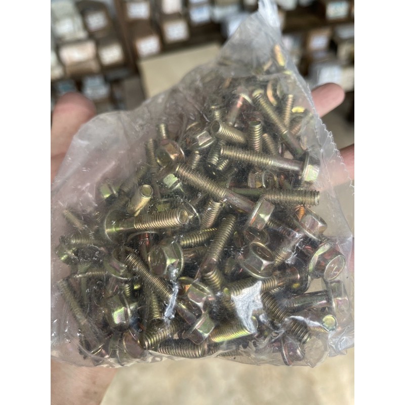 BAUT FLANGE M6 x 30 - BAUT KUNING KUNCI 10 PANJANG 3 CM - BAUT TAPAK - BAUT TOPI