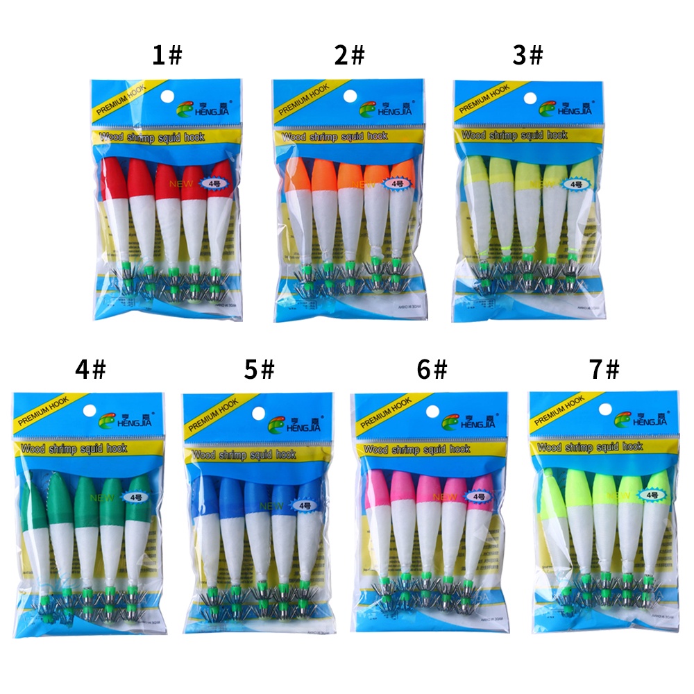 Hengjia 35PCS 4.0# Umpan Pancing Bentuk Cumi-Cumi Bahan Carbon Steel Ukuran 10.5CM / 6.3G 7 Warna