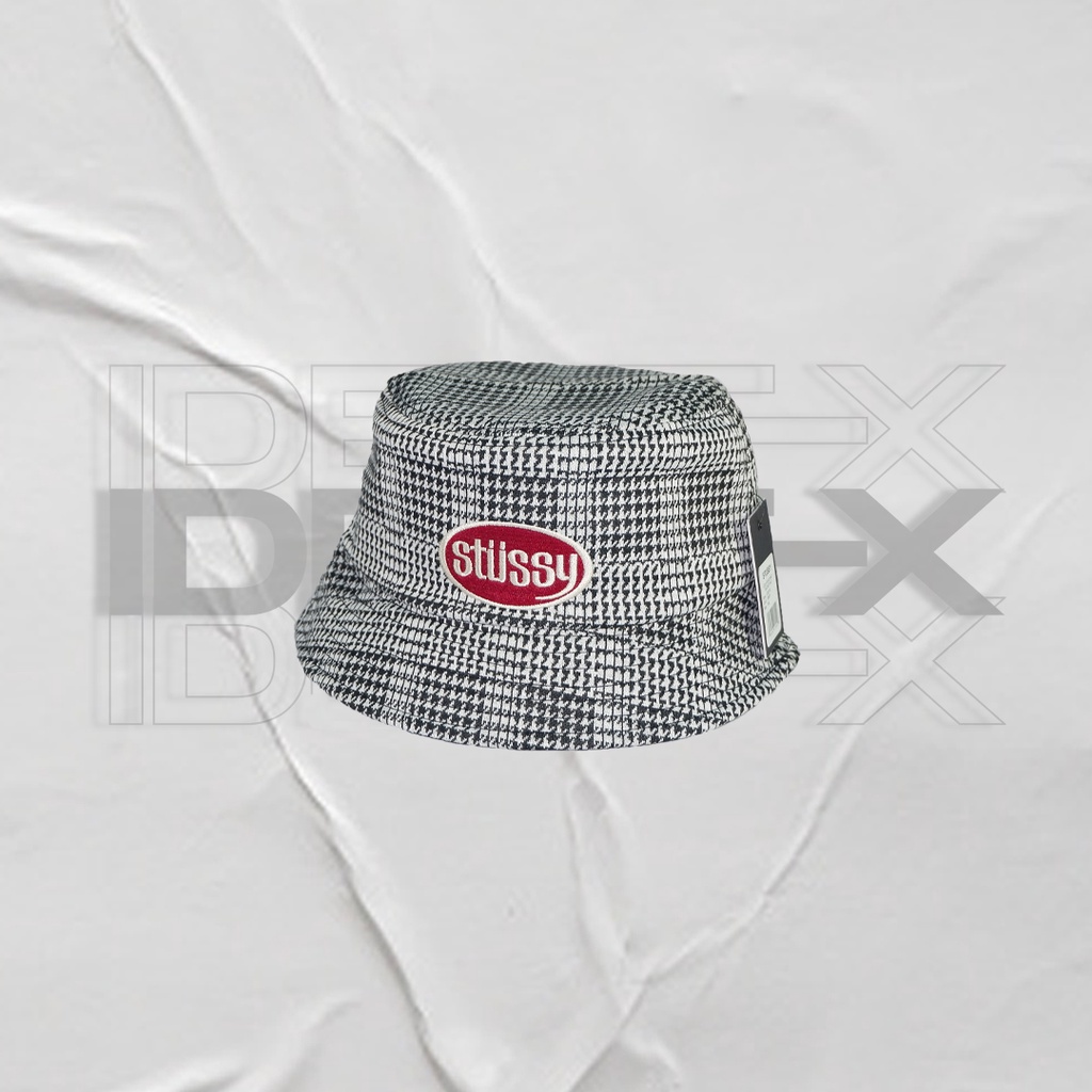 LOLA PLAID WHITE STUSSY BUCKET HAT