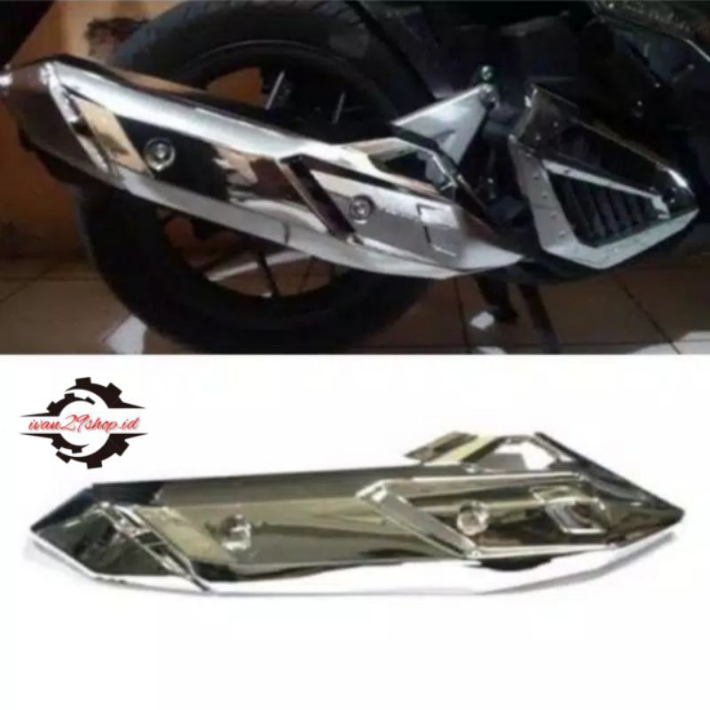 tameng knalpot vario cover chrome pelindung knalpot vario 125 150 old led