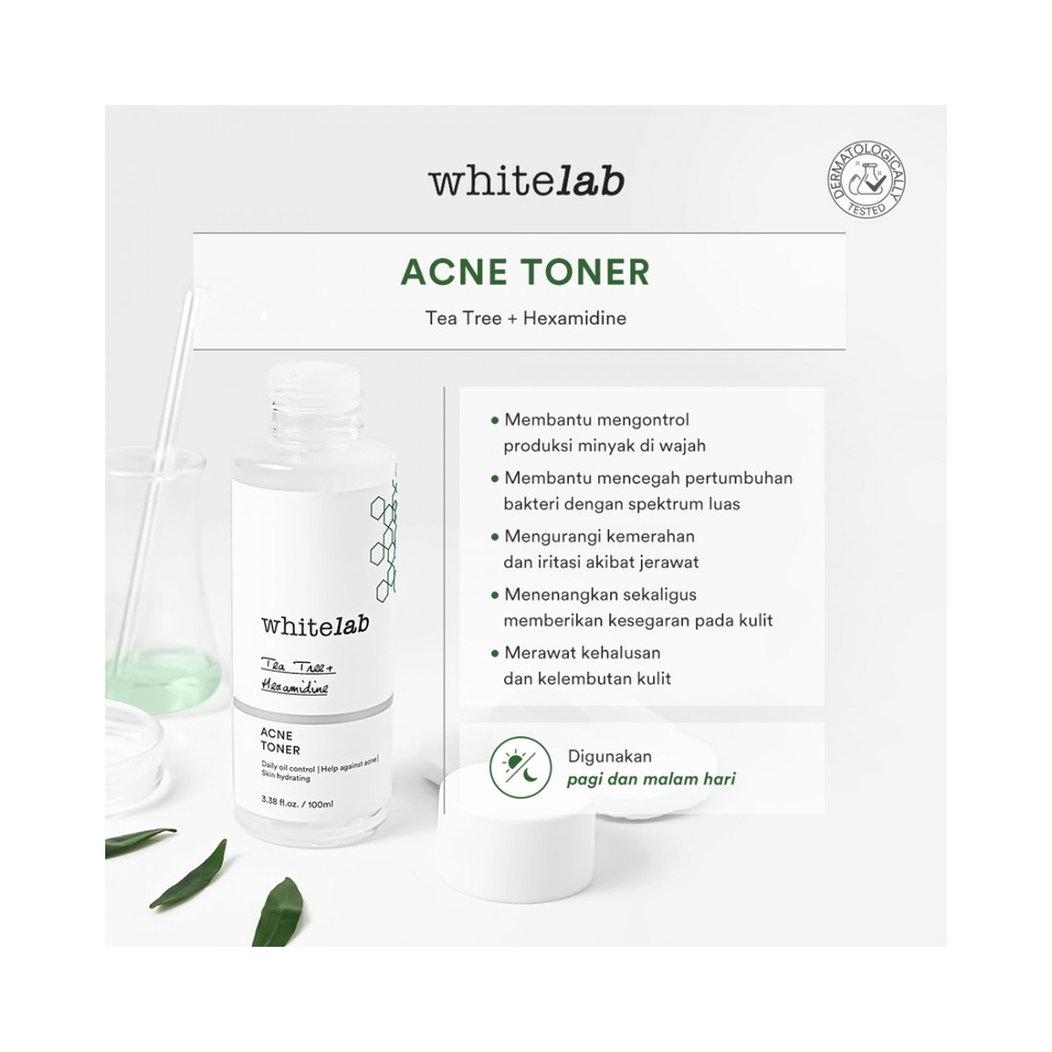 [ORI] Whitelab Face Acne Toner Series dengan Kandungan Utama Tea Tree + Hexamidine sebagai Anti Oksidan Membantu Mengontrol Produksi Minyak Berlebih Pada Wajah - BPOM