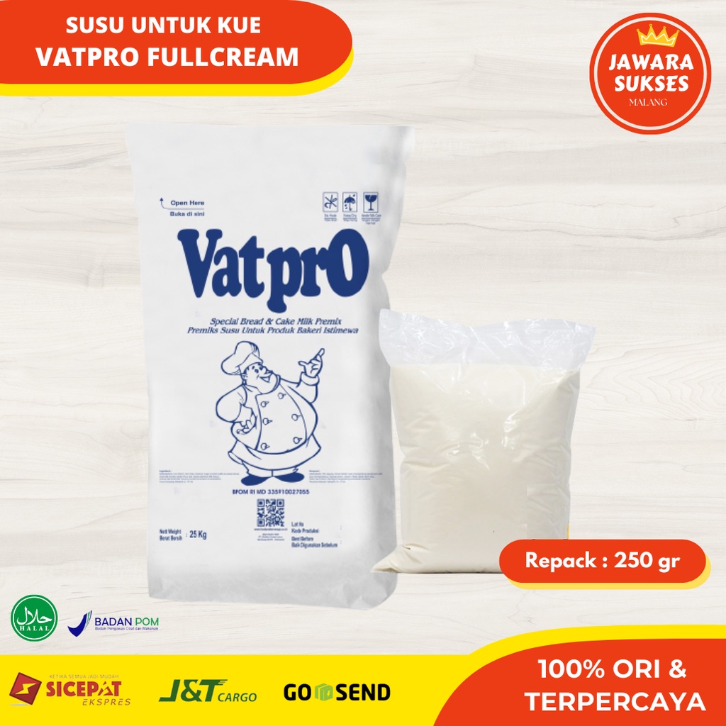 

Vatpro Susu Bubuk kemasan 250gr | Vat pro Full cream | Susu untuk kue