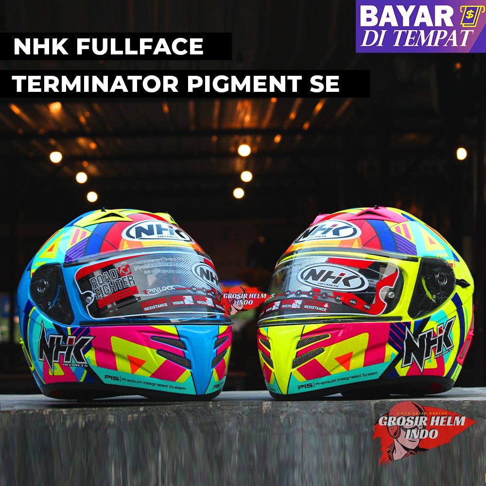 HELM NHK TERMINATOR PIGMENT YELLOW ORIGINAL_HELM FULLFACE NHK RACING PIGMENT BUKAN RX9 GP1000 R6