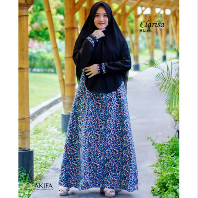 Gamis Set Hijab Clarisa by Akifa - Black