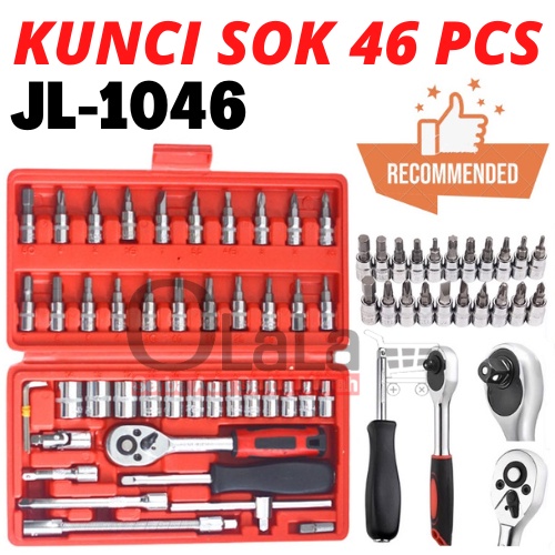 Kunci shock set 46pcs 1/4&quot; multifungsi JL-1046