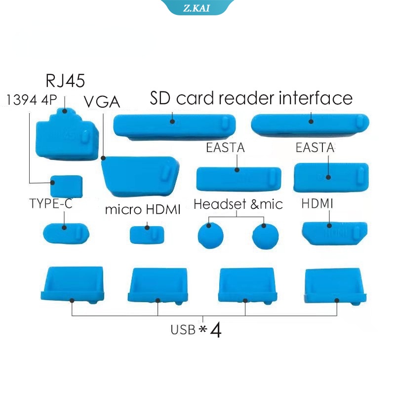 16pcs / set Plug USB Anti Debu Bahan Silikon Untuk Laptop / Komputer