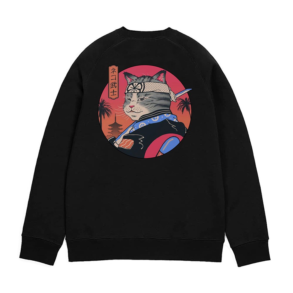 Crewneck Jepang Samurai Cat Limited Edition / Crewneck Jepang / Crewneck Pria / Size M L XL XXL
