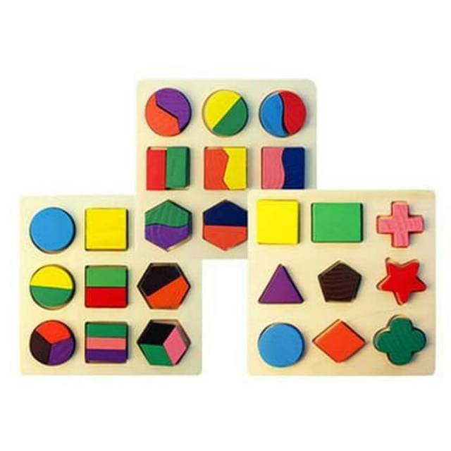 Mainan anak puzzle kayu edukasi anak mengenal bentuk