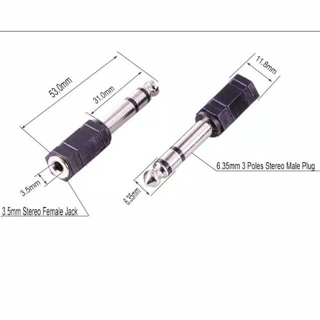 Jack Audio Toa Gede 6.5mm Male to audio 3.5mm female 6.35mm Pria Stereo ke 3.5mm Perempuan Plug