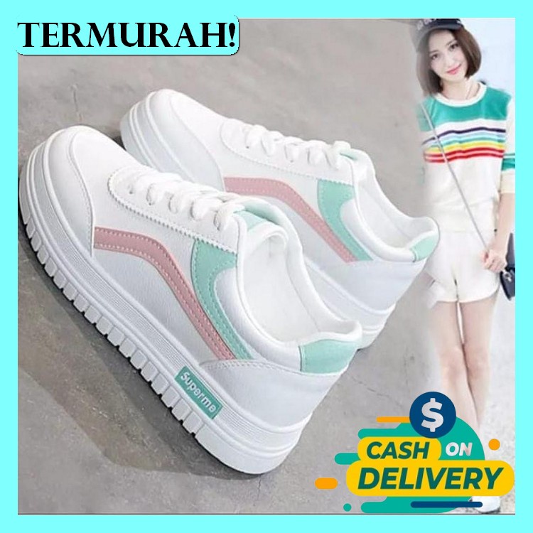 Sepatu Putih Polos Cewek Sepatu Putih Polos Casual Sepatu Sneakers Aerostreet Original Aid 0197,Sepa