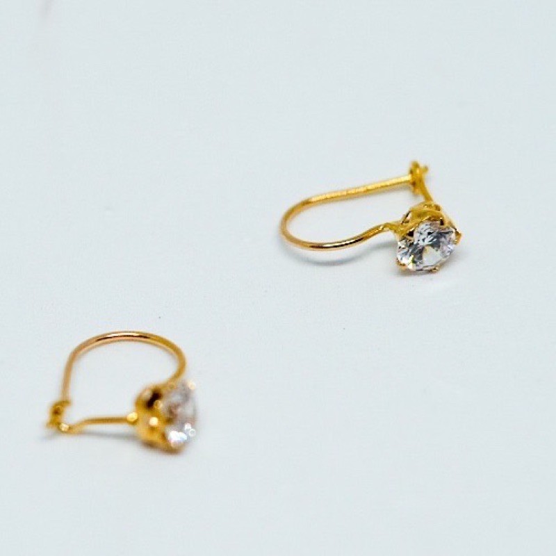 anting emas model desi mata putih kadar 6k