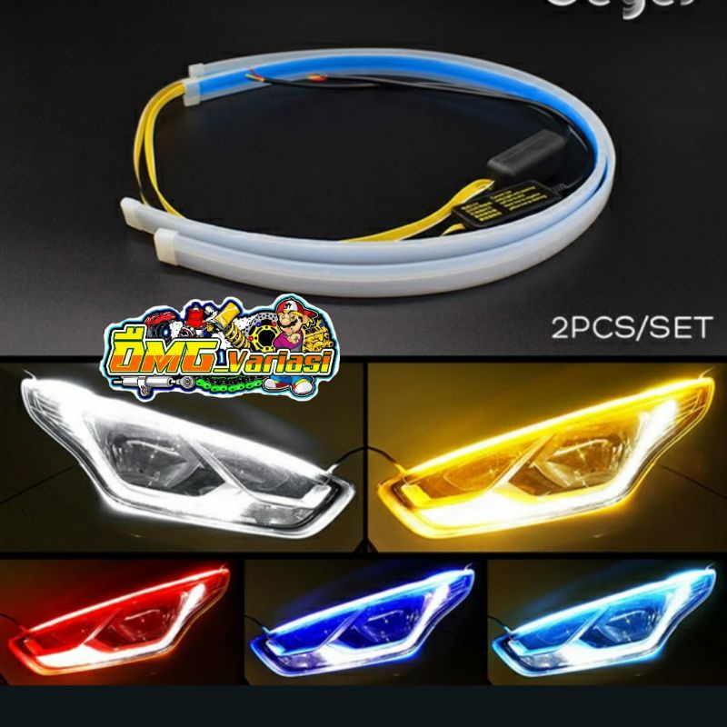 lampu alis sen running  2 mode panjang 30 cm sen tempel alis