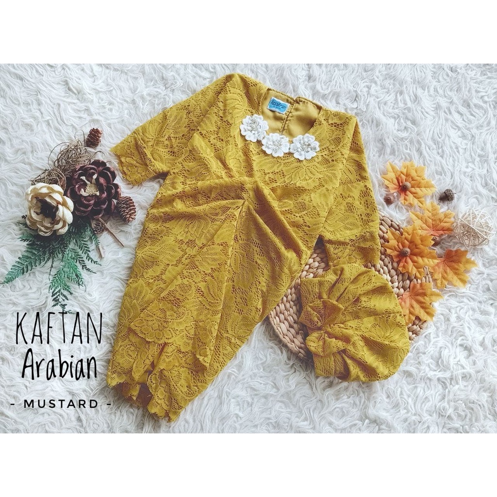 Kaftan Arabian/Gamis Brukat Kaftan Model Terbaru/Kaftan Kekinian Wanita/Kaftan Lebaran Warna Gold