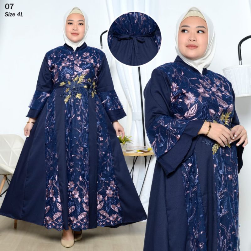 Megaxus88/gamis pesta /gamis mewah tile bordir impor/polosan moscreepe kd 07