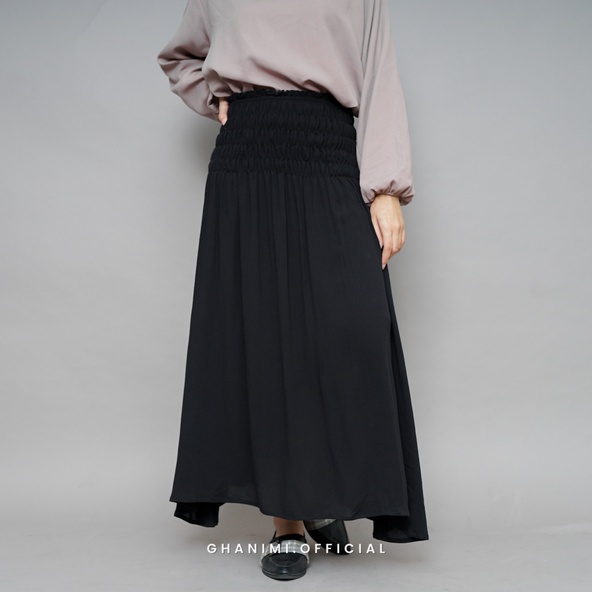 Ghanimi - Joya Skirt / Rok Crinkle Polos / rok span karet / rok sleting / rok korean style / rok aestetik / rok kondangan / rok pesta / bawahan kondangan / rok katun crinkle polos / rok flare / rok lebar / rok A line / rok kerut daily