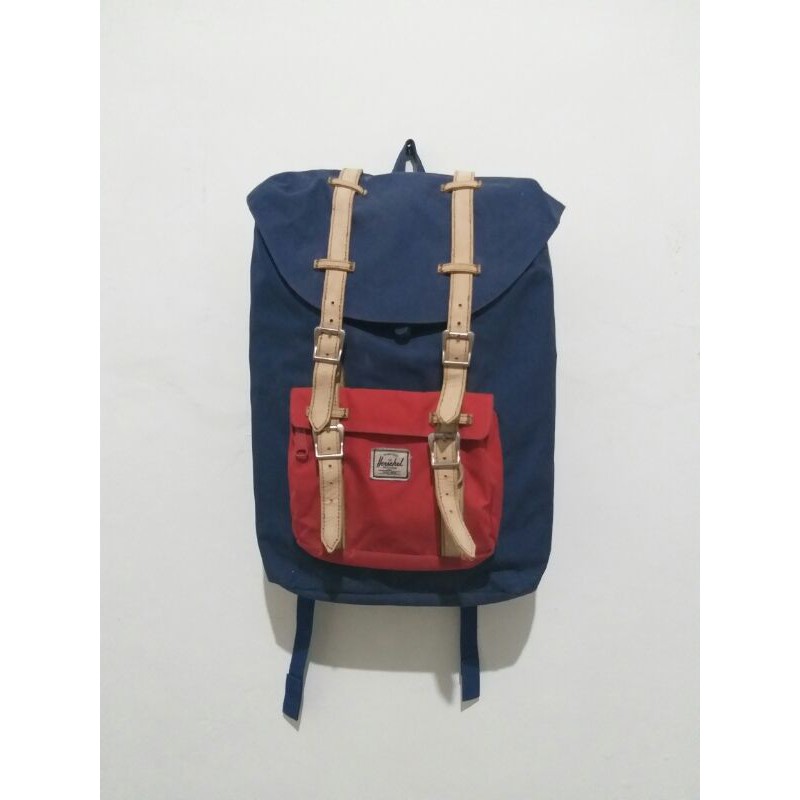 tas ransel Herschel Little America red blue original second