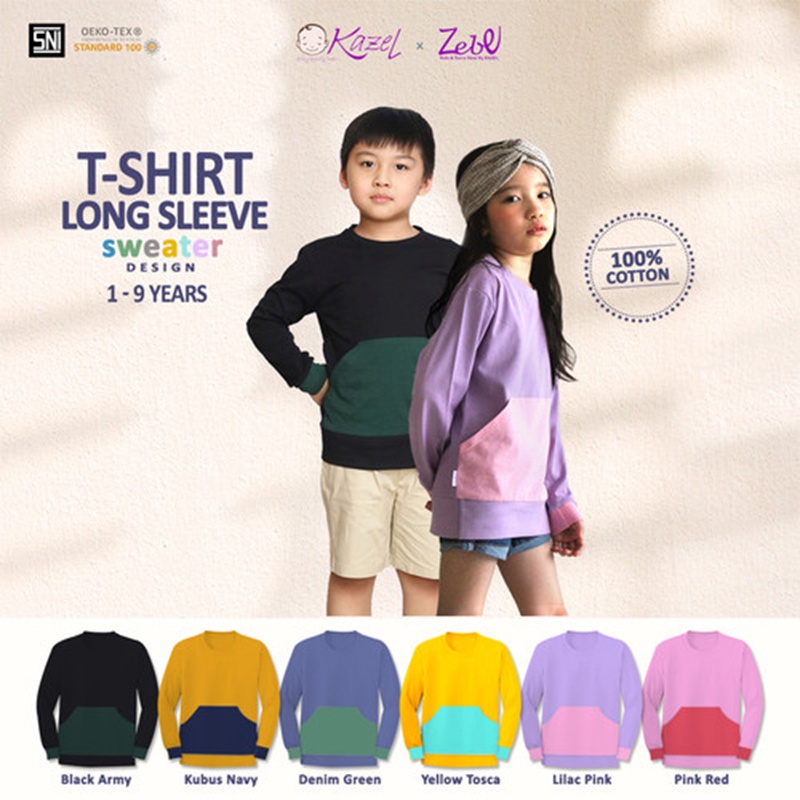 Zebe TShirt Long Sleeve Sweater Design Outerwear Switer Jaket Kaos Anak