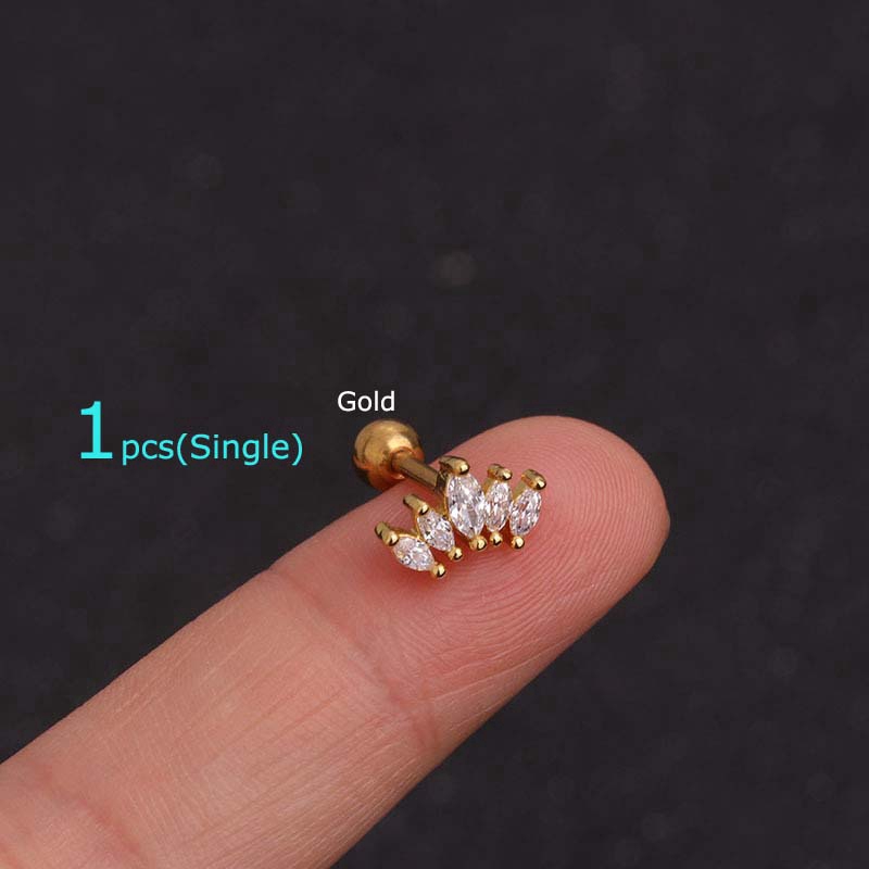 1pcs Crown Shape Cartilage Earrings Daith Tragus Piercing 6mm Length